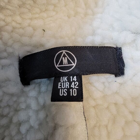 Missguided Womens Jacket Size 10 Green Faux Shearling Leather Aviator Pilot - Picture 9 of 15